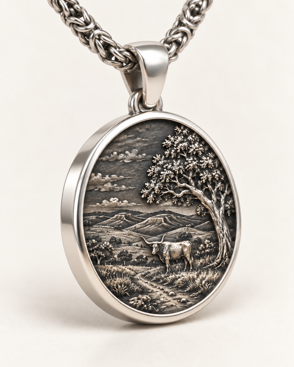 Texas Landscape Pendant — Three-quarter