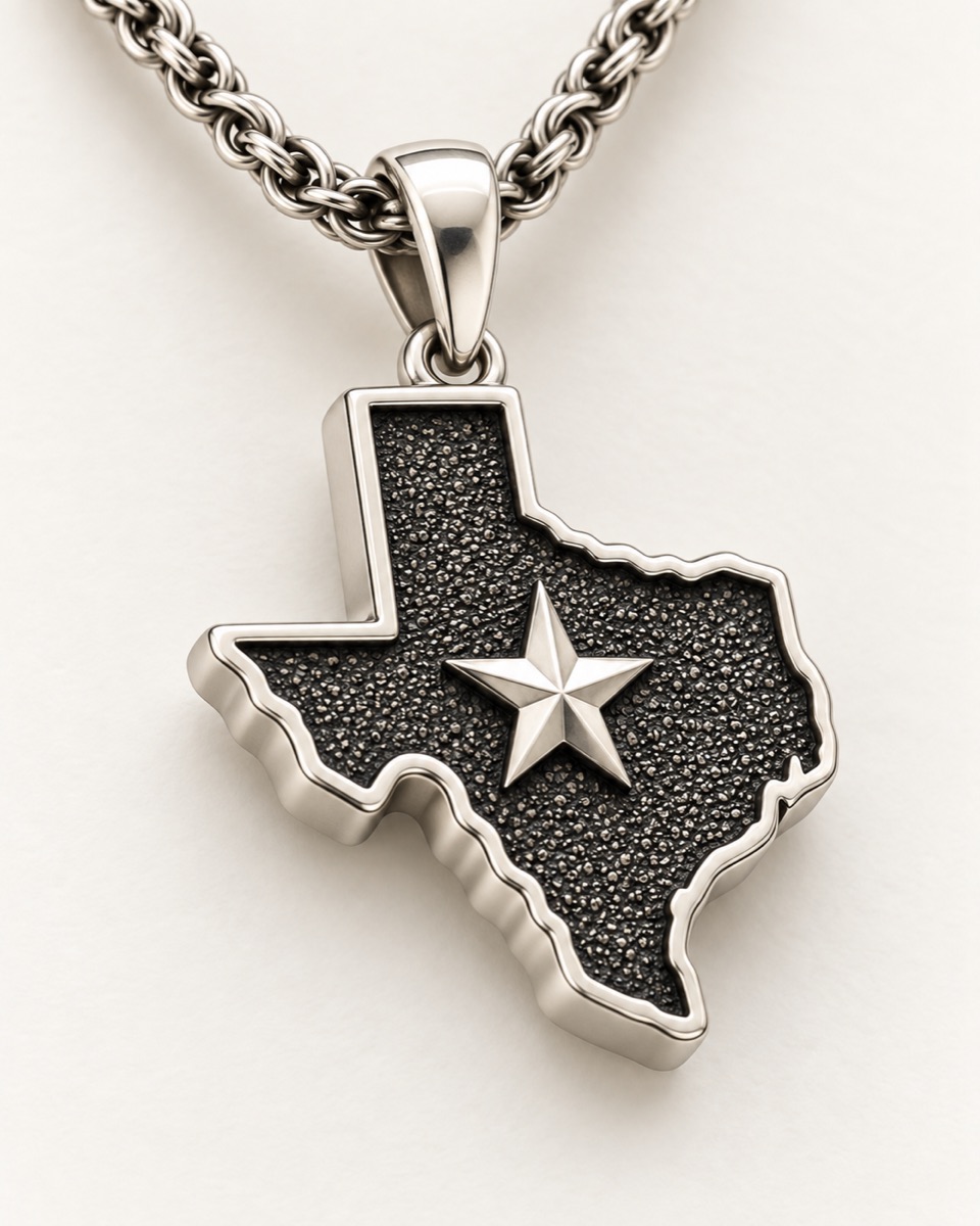 Texas Outline Pendant — Three-quarter