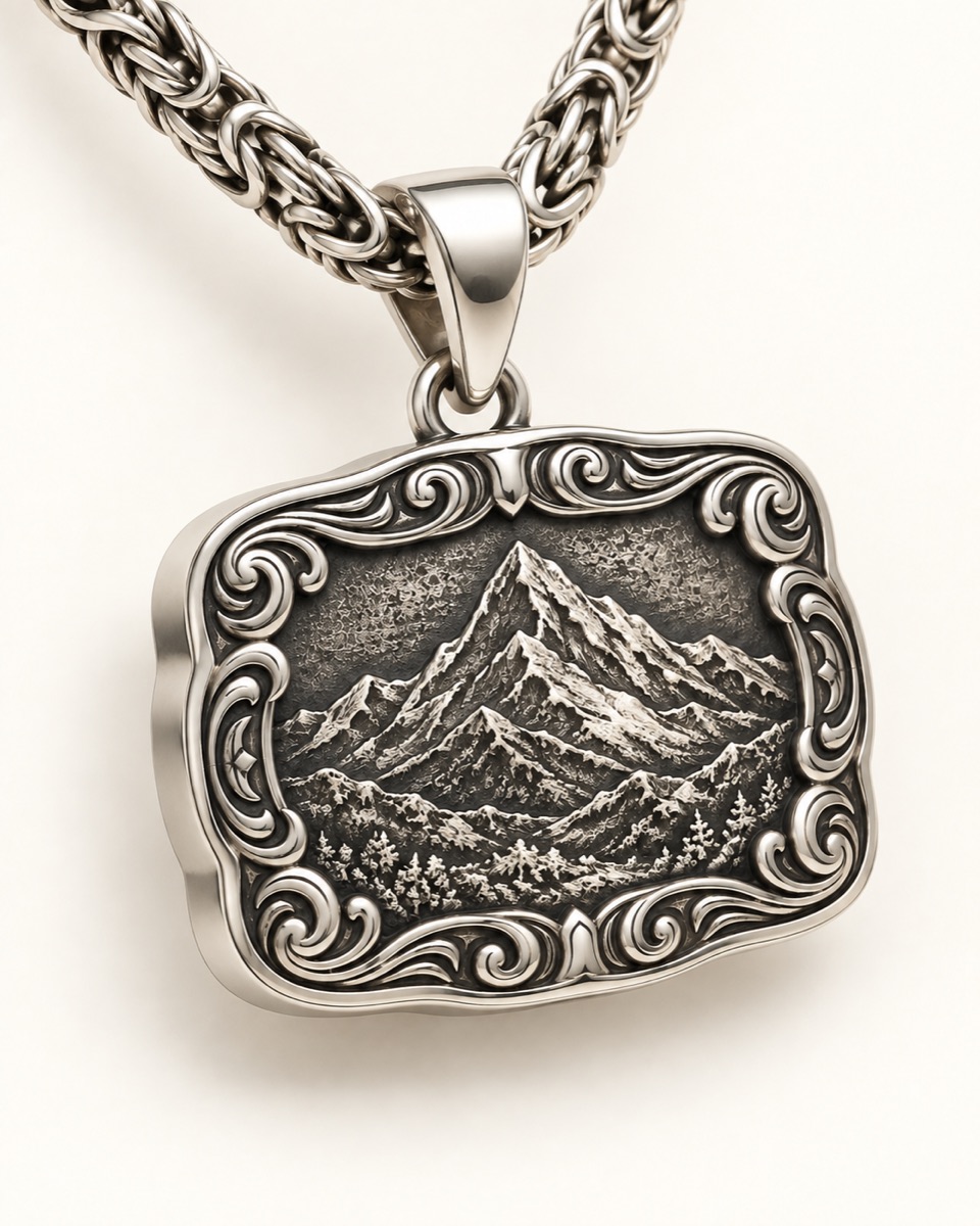 Western Buckle Pendant — Three-quarter