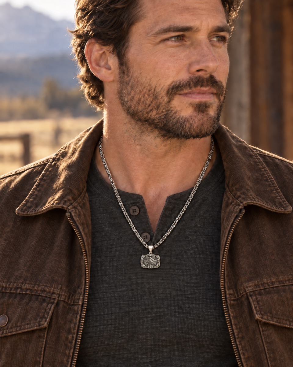 Western Buckle Pendant — On model